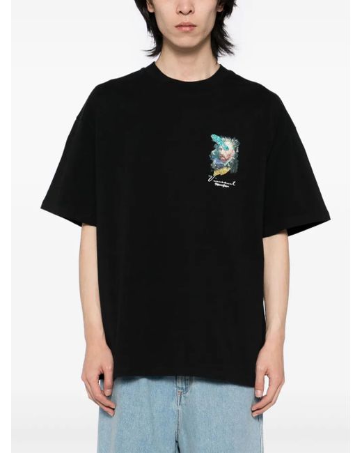 Musium Div. Black Graphic-Print T-Shirt for men