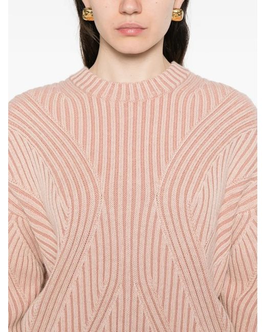 Bompard Pink Ribbed Crew-Neck Sweater