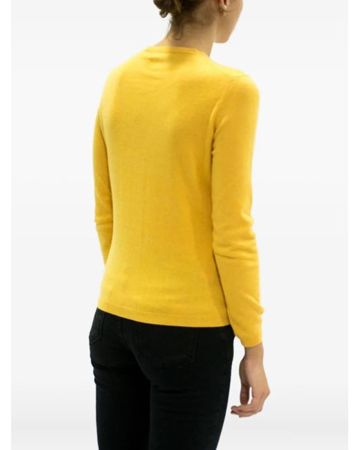 LA ROSE Yellow Buttoned Cashmere Cardigan