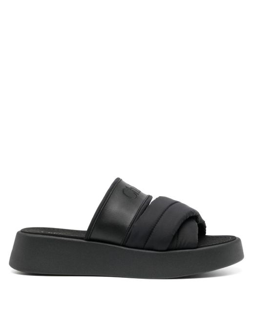 Chloé Black Logo-embroidered Chunky Slides