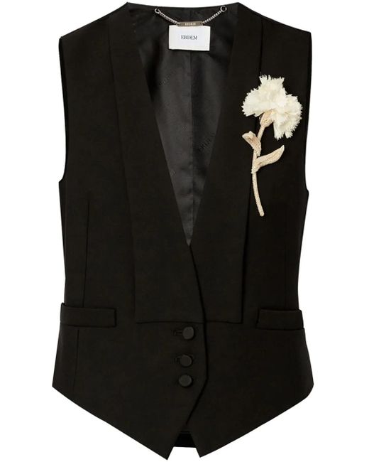 Erdem カーネーション ブローチディテール ベスト Black