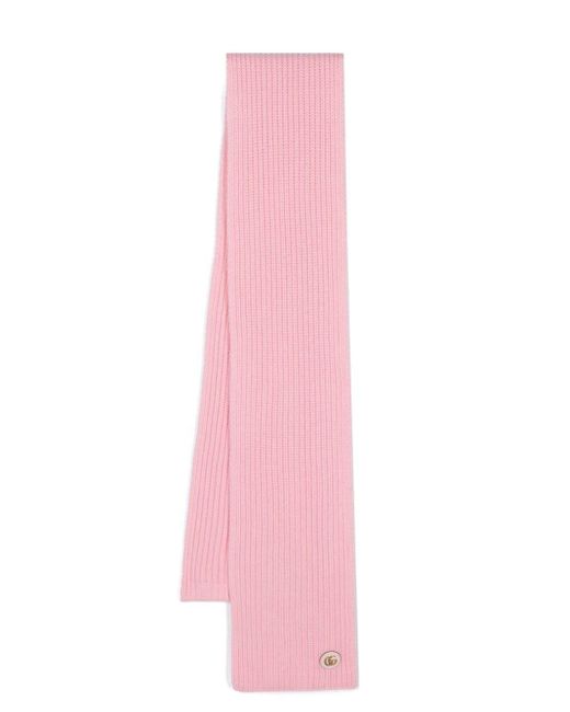 Gucci Pink Double G Ribbed-knit Scarf
