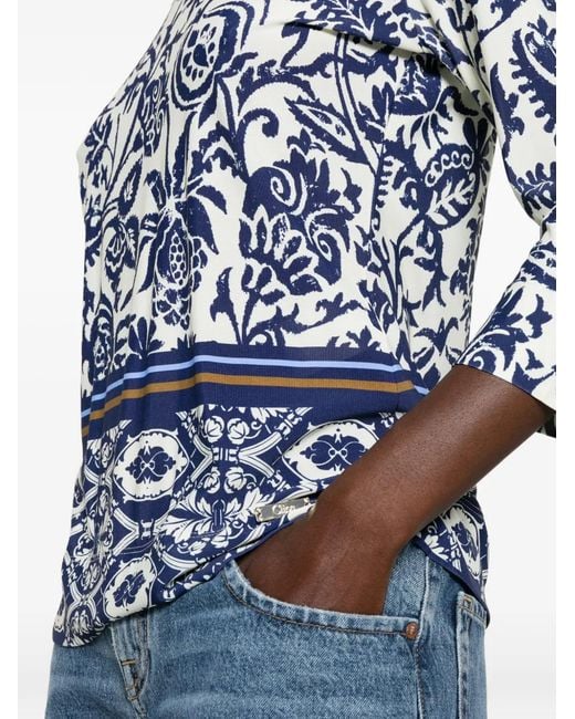Clips White Floral-Print Top