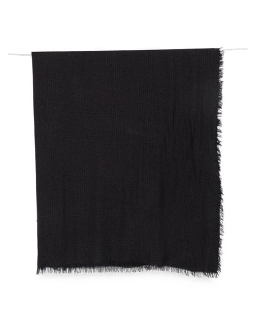 Faliero Sarti Black Derna Check Frayed Scarf