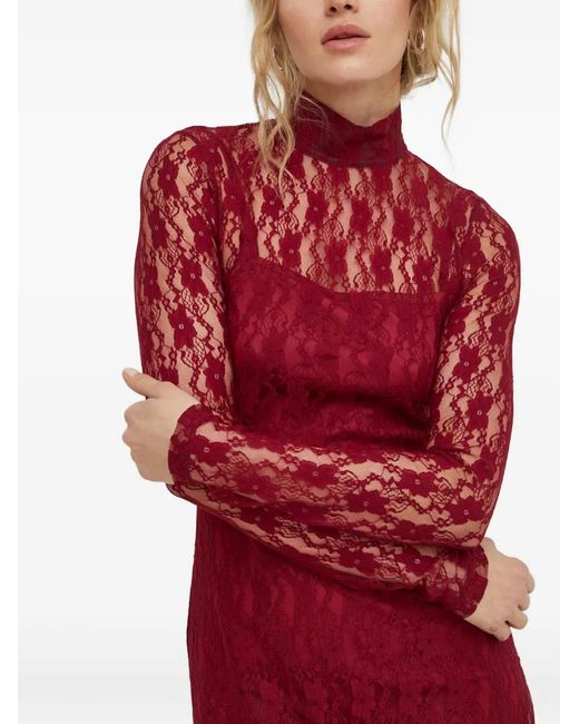 Résumé Red Laces High-Neck Maxi Dress