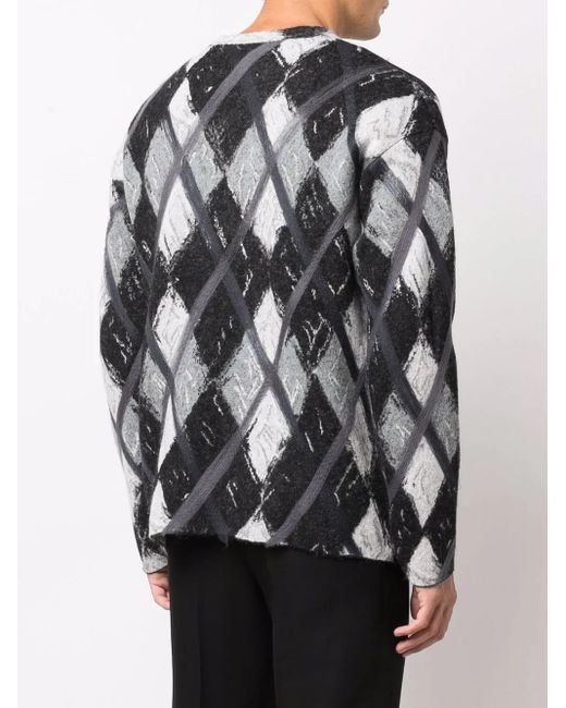 Moschino Gray Argyle-pattern Wool-blend Jumper for men
