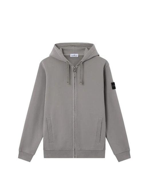 Stone Island Gray 6100067 Zip-Up Hoodie for men