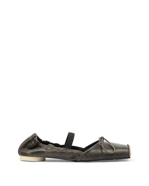 MM6 by Maison Margiela Black Square-Toe Bow Ballet Flats