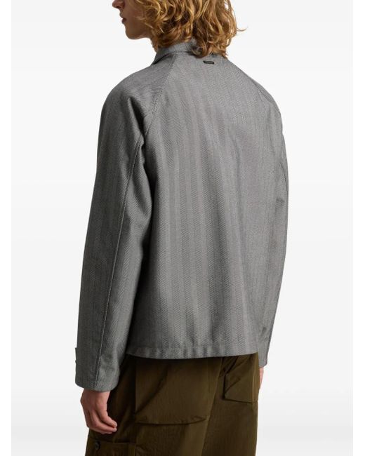 Woolrich Gray Herringbone-Pattern Button Jacket for men