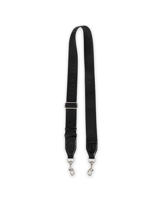 Balenciaga Black Logo-Jacquard Leather-Trim Bag Strap