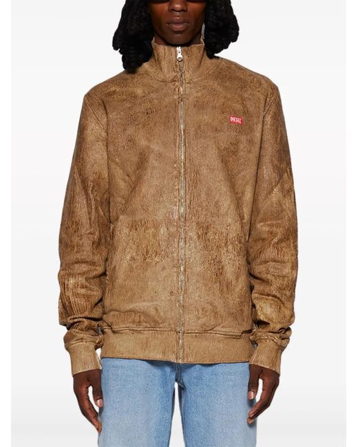 DIESEL Brown S-Nyce Logo-Patch Bomber Jacket for men