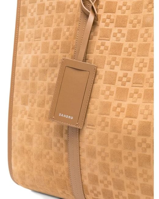 Sandro Brown Split Leather Shopping Bag for men
