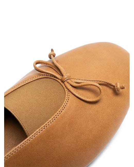 Miu Miu Brown Bow-Detail Leather Ballet Flats