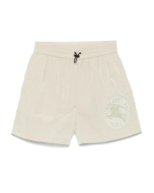 Burberry White Logo-Print Shorts