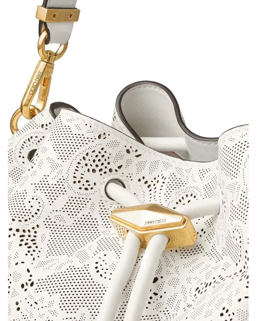 Jimmy Choo White Medium Cinch Shoulder Bag