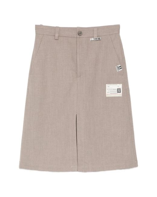 Maison Mihara Yasuhiro Gray Logo-Patch Front-Slit Shorts