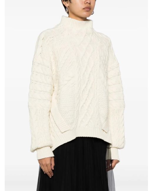 Erdem White Cable-Knit Wool Jumper