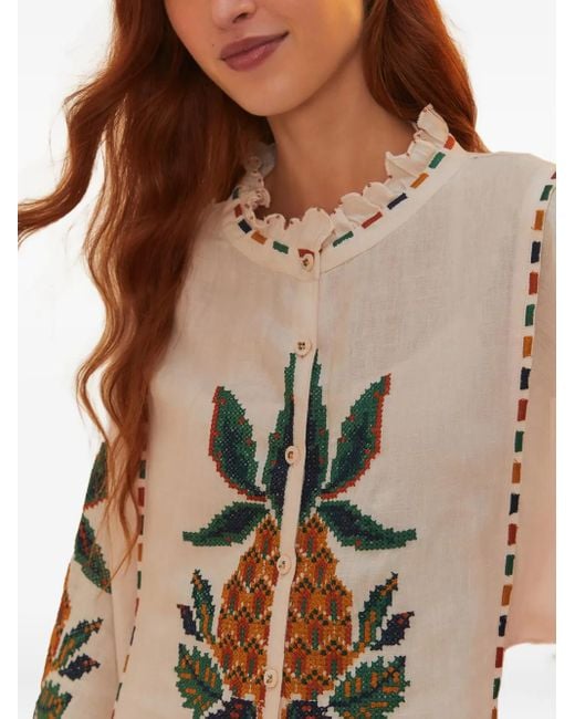 Farm Rio Natural Linen Midi Dress