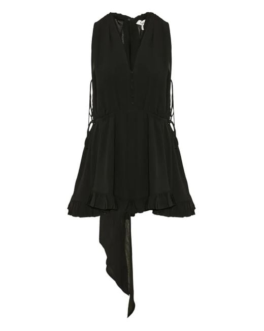 Chloé Black Gerüschter Playsuit mit V-Ausschnitt