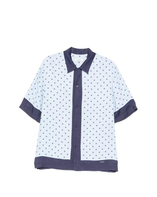 Sandro Blue Monogram-Pattern Shirt for men
