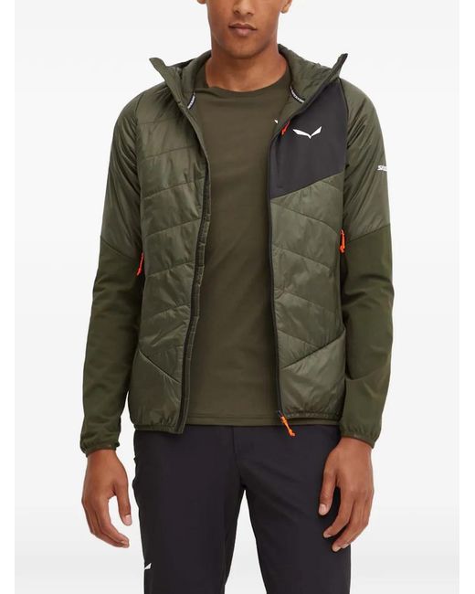 Salewa Green Quilted Hooded Jacket for men