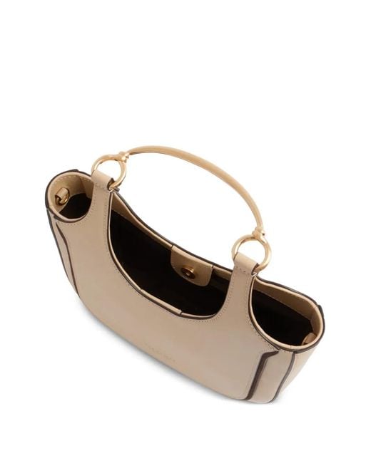 The Bridge Natural Metal Handle Leather Mini Clutch Bag