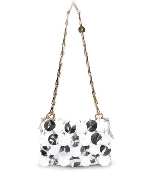 Rabanne White Sparkle Discs Sequin-Design Mini Bag