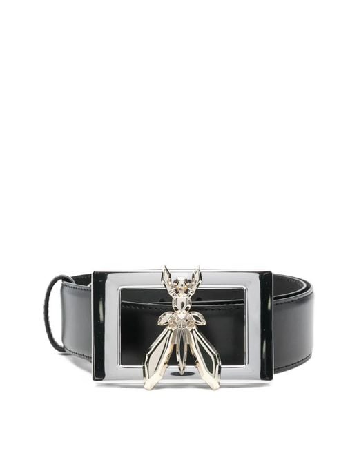 Patrizia Pepe Black Fly-Buckle Leather Belt