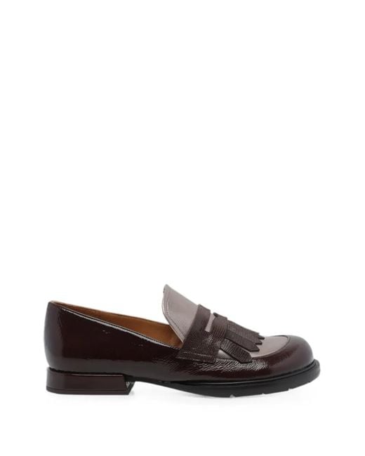 Chie Mihara Brown Jeluse Fringe-Detail Round-Toe Loafers