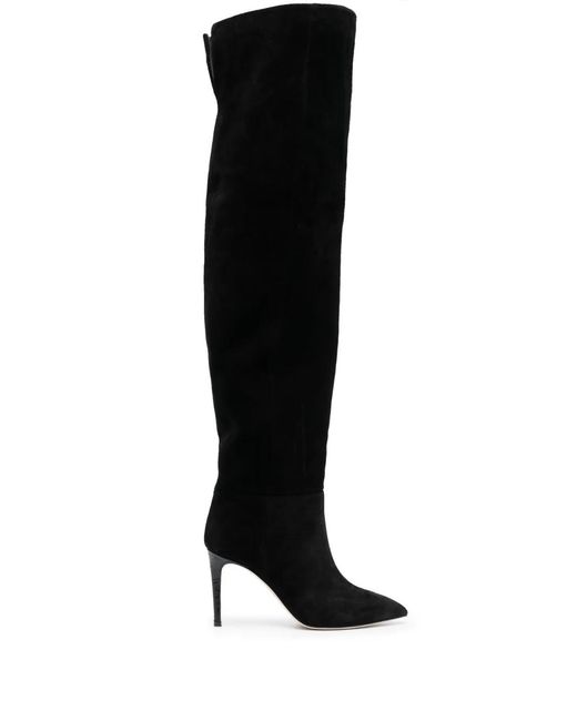 Paris Texas Black Stiletto 100Mm Thigh-Length Suede Boots