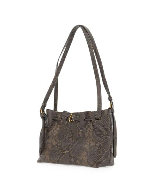 Gianni Chiarini Gray Mimi Snakeskin-Effect Shoulder Bag