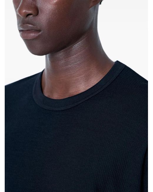 Ssstein Blue Ribbed Cotton-Jersey T-Shirt for men