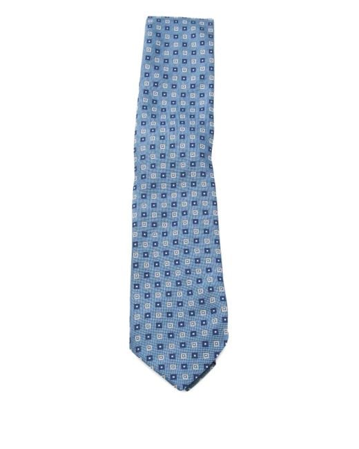 メンズ Zegna ジオメトリックパターン ネクタイ Blue