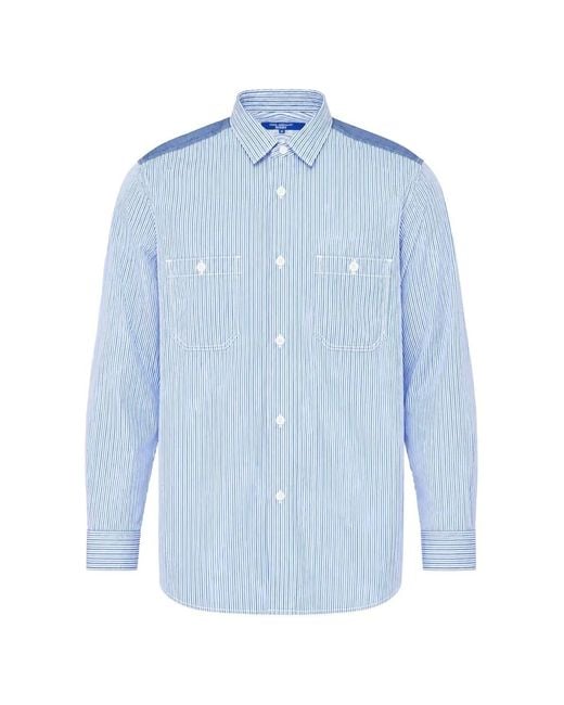 Junya Watanabe Gestreiftes Hemd Mit Patch in Blue für Herren