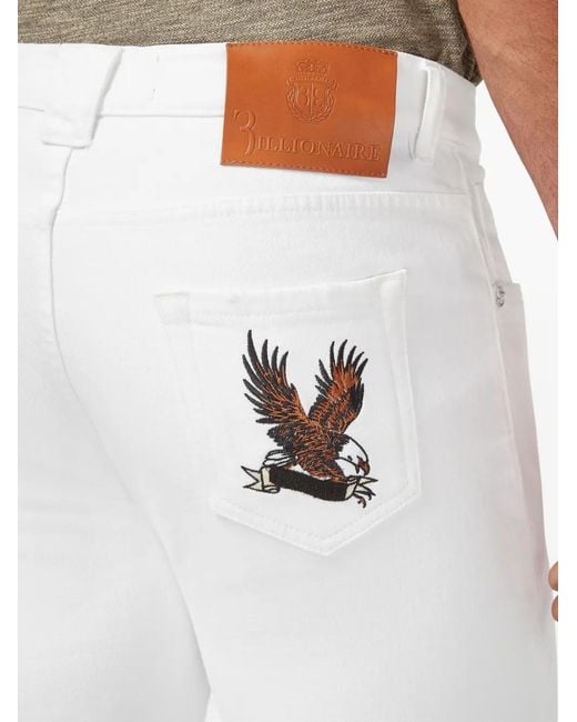 Billionaire White Jean Droit À Broderies for men