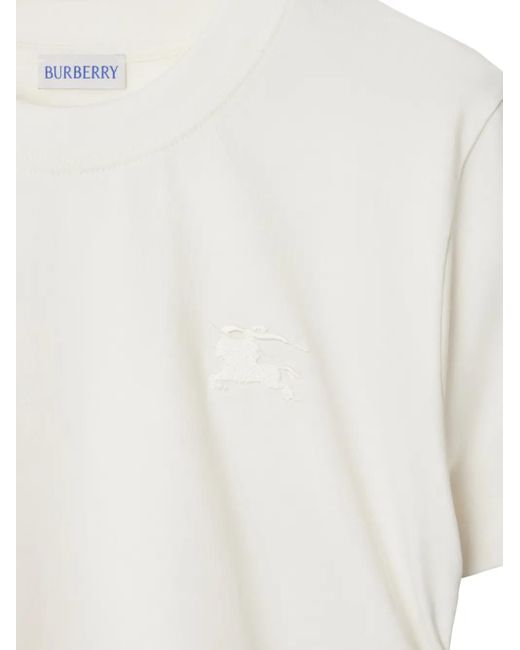 Burberry White T-Shirt mit karierten Details