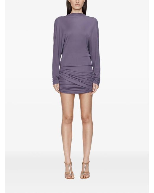 Christopher Esber Purple Luna Draped Jersey Mini Dress