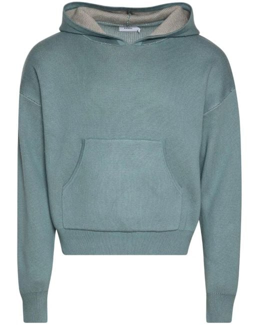 Rhude Blue Script Logo-Print Knitted Hoodie for men