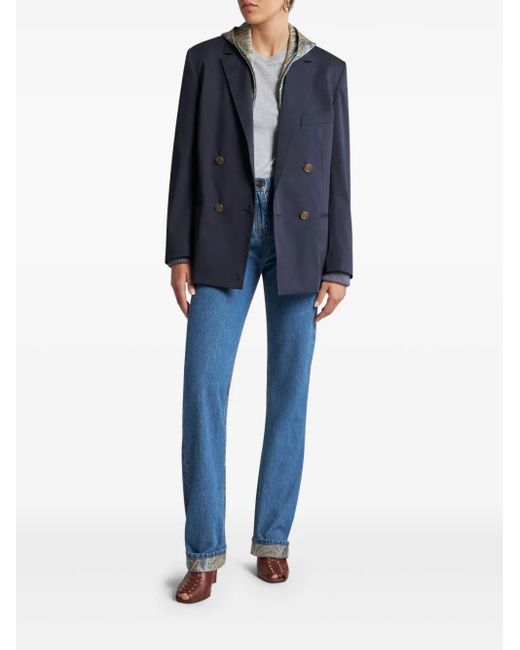 Etro Blue Double-Breasted Blazer