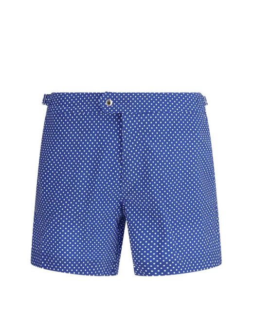Tom Ford Blue Polka Dot Nylon Swimsuit With Side Straps for men