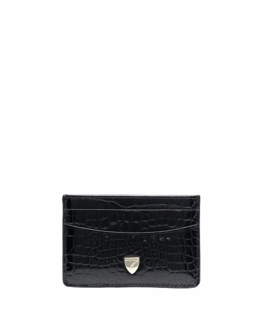 Aspinal Black Croc-Effect Cardholder