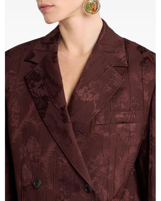 Etro Purple Floral-Print Double-Breasted Jacket