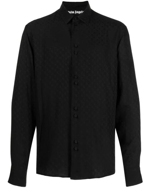 Palm Angels Black All-Over Monogram Shirt for men