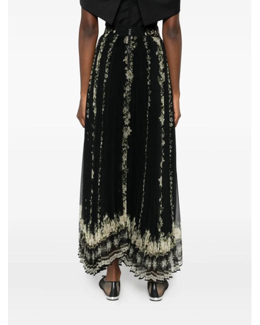 Alice + Olivia Katz Geplooide Maxi-Rok Met Bloemenprint in het Black