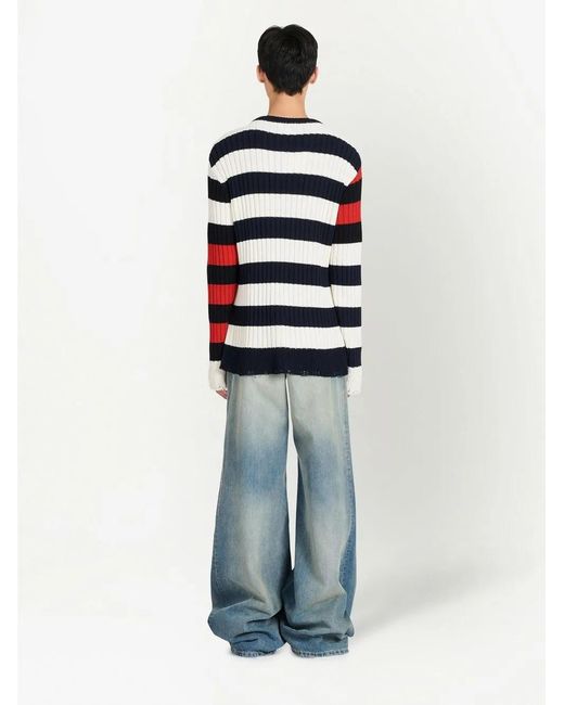 Balmain White Chest Embroidery Sweater for men