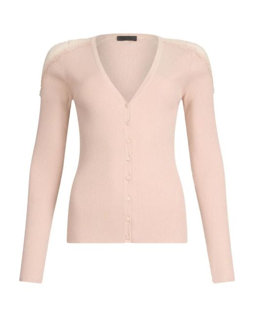 Liu Jo Pink Cardigan mit Spitzenbesatz