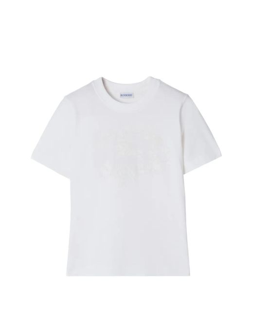 Burberry White Knight-Stamp Cotton T-Shirt