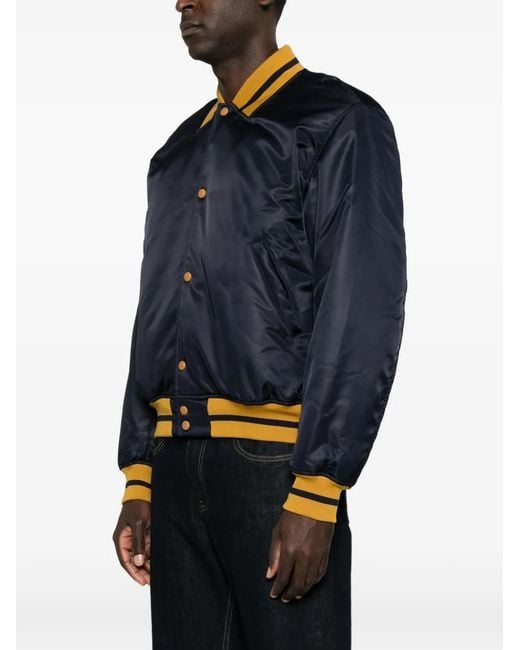 Rhude Blue Logo-Patch Striped-Trim Jacket for men