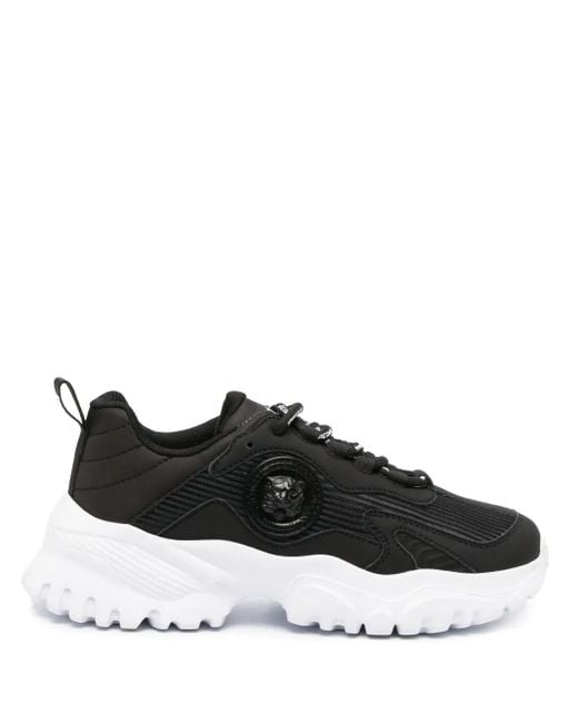 Just Cavalli Black Tiger Head-Motif Low-Top Sneakers