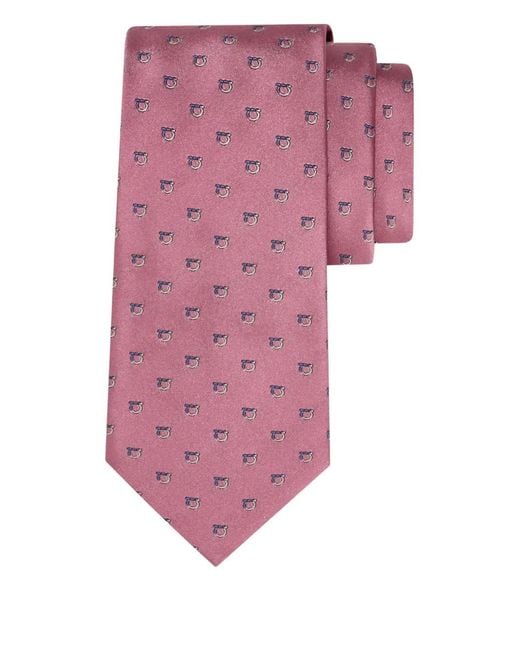 Ferragamo Pink Gancini Silk Tie for men